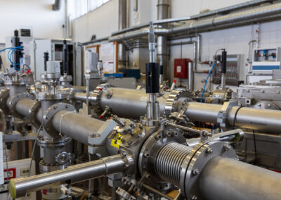 Close-up of accelerator beamline and research equipment at Jožef Stefan Institute Open Day (photo: Marjan Verč, 2026)