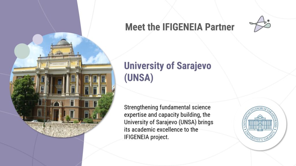 University of Sarajevo building and logo featured as an IFIGENEIA project partner