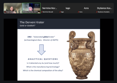 Christos Katsifas presenting non-invasive analysis of ancient artefacts during the final online lecture of CBI2026.