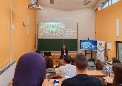 Maurizio Vretenar (CERN) giving a tutorial on particle accelerators during CBI Sarajevo 2026