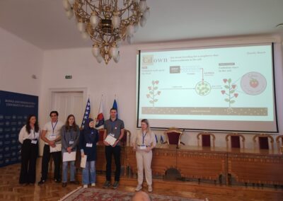 Winning CBI Sarajevo team presenting a particle accelerator solution to reduce cadmium in raspberries